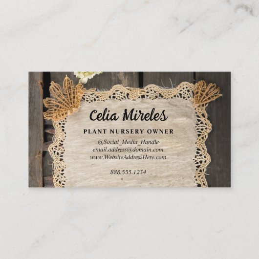 Carte D'accompagnement Charme rustique Burlap & Lace Barn Wood QR Code (Devant)