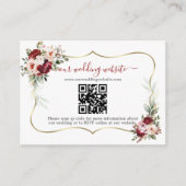 Carte D'accompagnement Charming Burgundy Flowers QR Code Mariage (Devant)