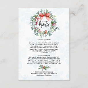 Carte D'accompagnement Charming Winter Wreath Snowflakes Mariage Détails