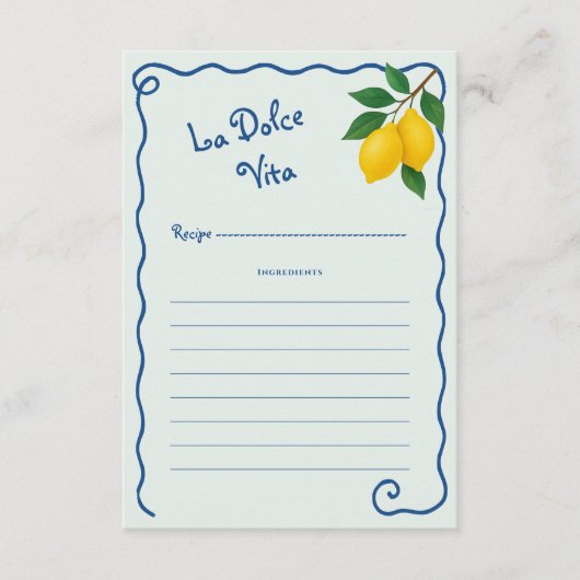 Carte D'accompagnement Châssis citron bleu Whimy La Dolce Vita Fête des m (Devant)