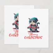 Carte D'accompagnement Chat de Noël  (Devant / Derrière)