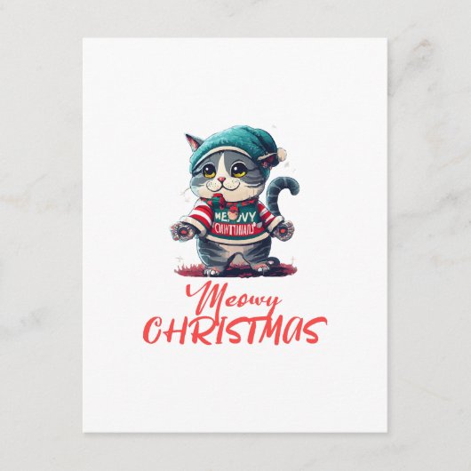 Carte D'accompagnement Chat de Noël  (Devant)