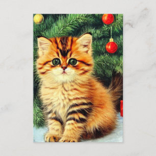 Carte D'accompagnement Chat de Noël Vintage
