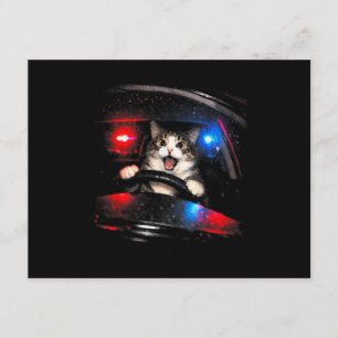 Carte D'accompagnement Chat de police drôle conduisant une voiture Mème d
