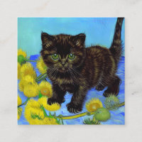 Chat de style Van Gogh avec tournesols