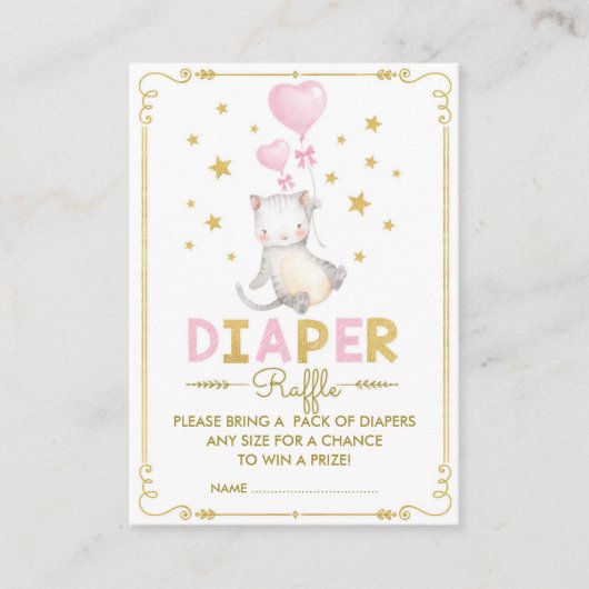 Carte D'accompagnement Chat Déchets Raffle Girl Kitten Rose Gold Star Bab (Devant)