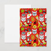 Carte D'accompagnement Chat et œuf sur fond rouge (Devant / Derrière)