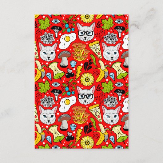 Carte D'accompagnement Chat et œuf sur fond rouge (Devant)