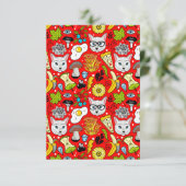 Carte D'accompagnement Chat et œuf sur fond rouge (Debout devant)