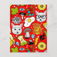Chat et oeuf sur le rouge