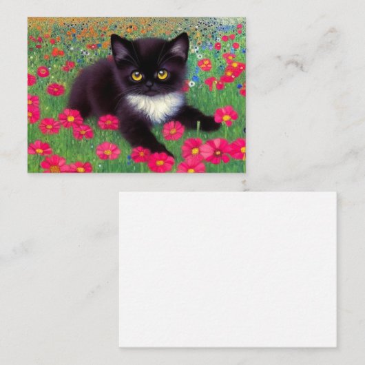 Carte D'accompagnement Chat Gustav Klimt Tuxedo (Devant / Derrière)