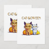 Carte D'accompagnement Chat Halloween (Devant / Derrière)