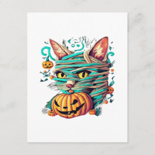 Carte D'accompagnement Chat momie drôle Halloween