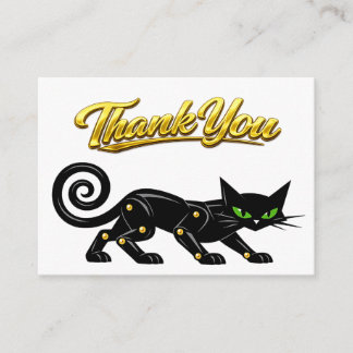 Carte D'accompagnement Chat noir steampunk atomique futuriste Merci