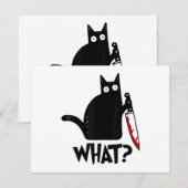 Carte D'accompagnement Chat Qu'est-ce que_ Drôle Chat Noir  (Devant / Derrière)