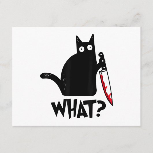 Carte D'accompagnement Chat Qu'est-ce que_ Drôle Chat Noir  (Devant)