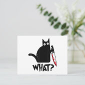 Carte D'accompagnement Chat Qu'est-ce que_ Drôle Chat Noir  (Debout devant)