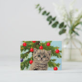 Carte D'accompagnement Chat vintage et sapin de Noël (Debout devant)