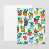 Carte D'accompagnement Chats dans les pots à fleurs (Devant / Derrière)