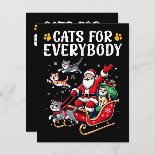 Carte D'accompagnement Chats pour tous Noël Chat drôle (Devant / Derrière)