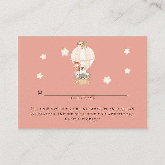 Carte D'accompagnement Chaud Air Balloon Giraffe Zebra fentes Diaper Raff (Dos)