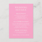 Carte D'accompagnement Chaud rose floral élégant boho détails mariage Car (Devant)