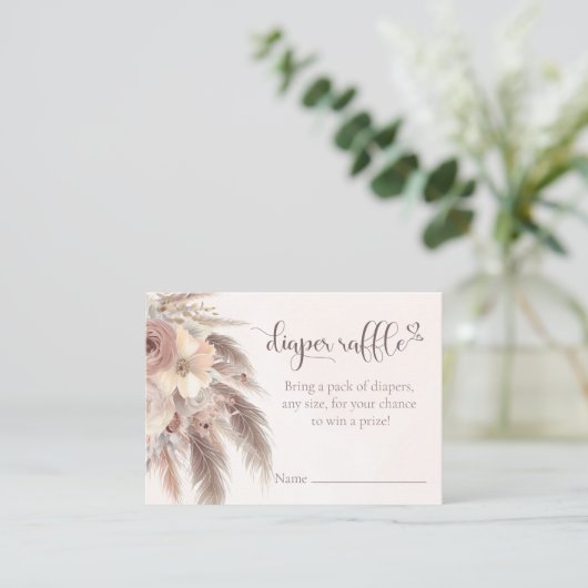 Carte D'accompagnement Chauffeur Rafle Pampas herbe baby shower boho (Debout devant)