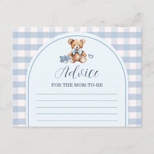Carte D'accompagnement Chaussures bébé à motif Gingham Bearly Wait Consei (Devant)