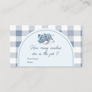 Carte D'accompagnement Chaussures Bébé Bleues Gingham Bottines Combien De