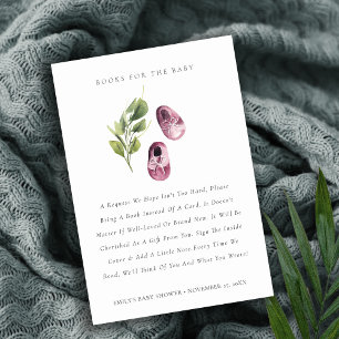 Carte D'accompagnement Chaussures feuillus mignonnes roses Livres pour Ba