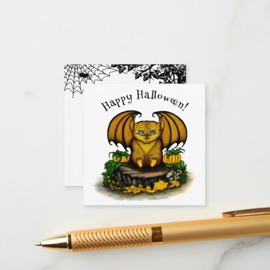 Carte D'accompagnement Chauve-souris d'Halloween mignonne (Devant/Arrière en situation)