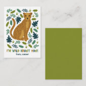Carte D'accompagnement Cheetah Wild À propos de vous Classroom Valentine  (Devant / Derrière)
