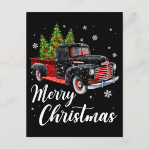 Carte D'accompagnement Chemise de Noël Vintage Arbre sur Camion rouge voi