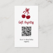 Carte D'accompagnement Cherry Baby Shower Gift Registry QR Code Sweet Bow (Devant)