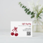 Carte D'accompagnement Cherry Baby Shower Gift Registry QR Code Sweet Bow (Debout devant)