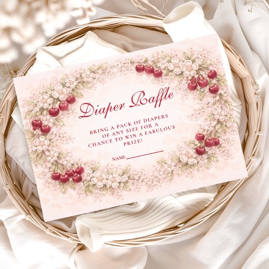 Carte D'accompagnement Cherry Bloom Floral Diapper Raffle
