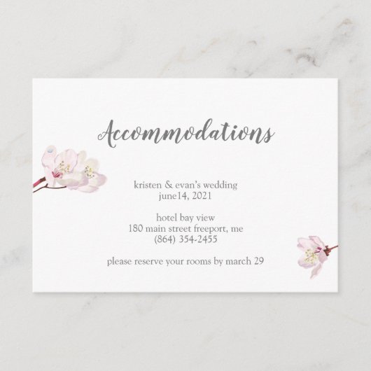 Carte D'accompagnement Cherry Blossom Japonais Sakura Hébergements (Devant)