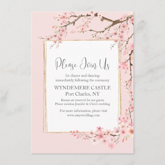 Carte D'accompagnement Cherry Blossom Mariage (Devant)