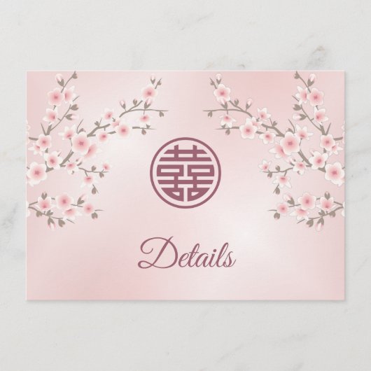 Carte D'accompagnement Cherry Blossom Mariage chinois rose (Devant)