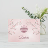 Carte D'accompagnement Cherry Blossom Mariage chinois rose (Debout devant)