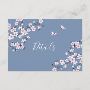 Carte D'accompagnement Cherry Blossom rose Dusty Blue Détails du Mariage