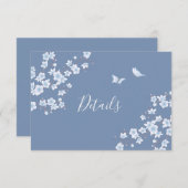 Carte D'accompagnement Cherry Blossom White Dusty Blue Détails du Mariage (Devant / Derrière)