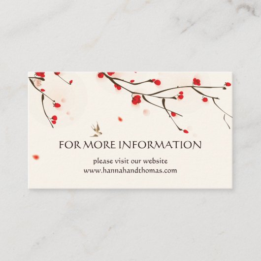 Carte D'accompagnement Cherry Blossoms Floral Mariage Information (Devant)