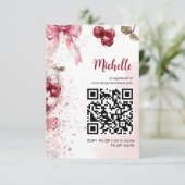 Carte D'accompagnement Cherry on Top Bow Cocktail Fête des mariées d'été (Debout devant)