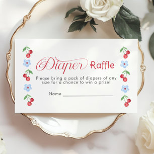 Carte D'accompagnement Cherry sur le dessus Bleu Bow Billet de tombole