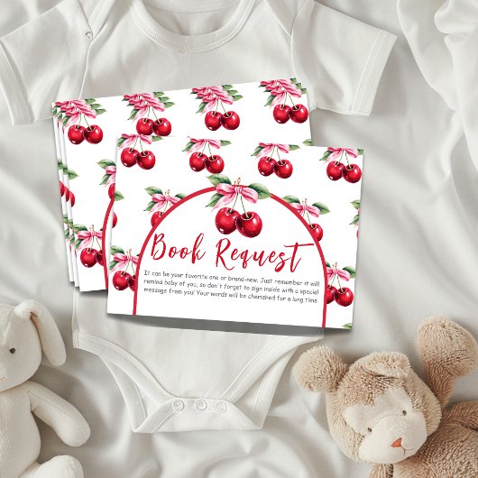 Carte D'accompagnement Cherry Top Coquette Bow Baby shower Demande