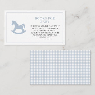 Carte D'accompagnement Cheval à bascule bleu Livres de Baby Shower pour b