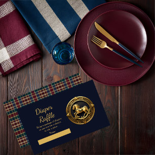 Carte D'accompagnement Cheval équestre à roche Preppy Barreau bleu Raffle