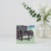 Carte D'accompagnement Cheval et Cowboy neige hivernale (Debout devant)