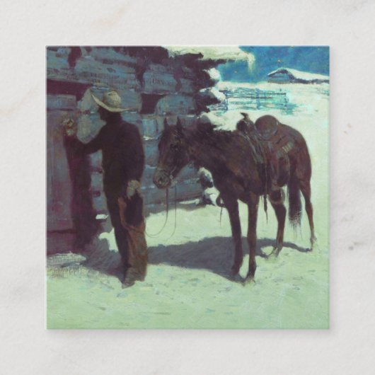 Carte D'accompagnement Cheval et Cowboy neige hivernale (Devant)